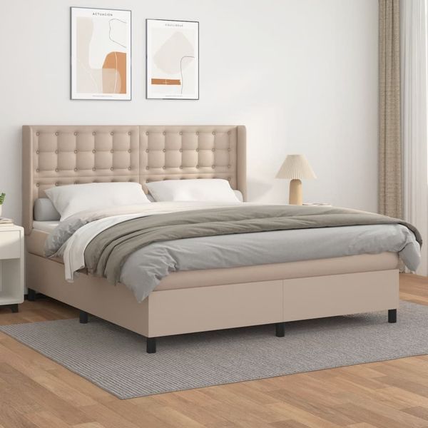 vidaXL Boxspringbett Matratze Cappuccino-Braun 160x200 cm Kunstleder 3132512