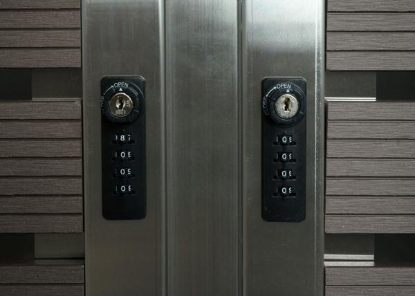 2er Mülltonnenverkleidung HWC-K14, Mülltonnenbox, 119x134x84cm WPC Edelstahl 78kg ~ anthrazit Bild 4