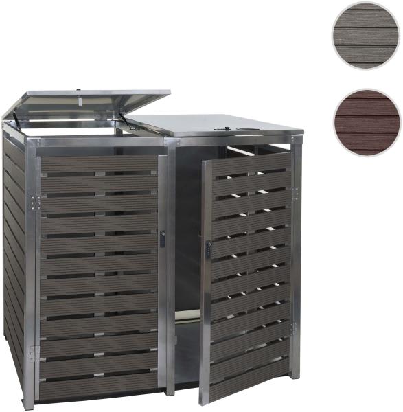 2er Mülltonnenverkleidung HWC-K14, Mülltonnenbox, 119x134x84cm WPC Edelstahl 78kg ~ anthrazit Bild 9