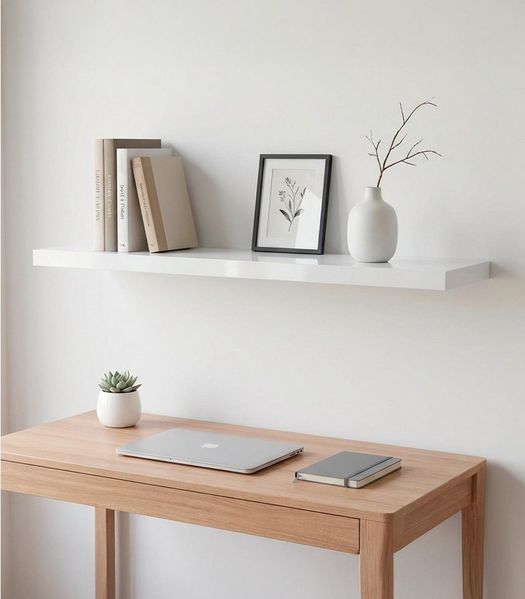 Home4You Wandboard MIKI, B 100 x H 23,5 cm, Weiß Hochglanz, MDF, PVC, 1-tlg, 1 Ablagefläche