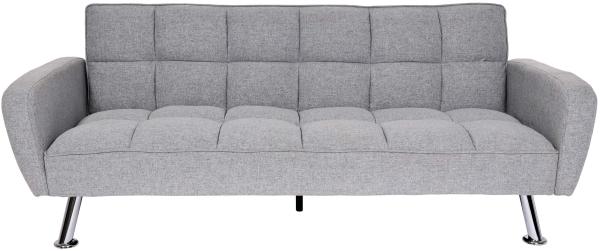 Sofa HWC-K19, Couch Schlafsofa Gästebett Bettsofa Klappsofa, Nosagfederung Schlaffunktion 203cm ~ Stoff/Textil hellgrau