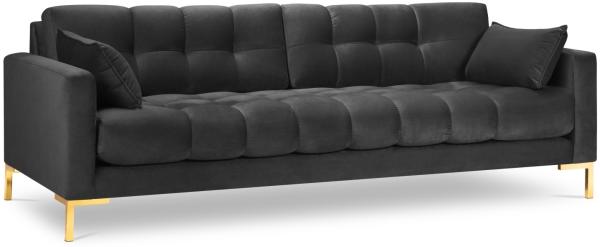 Micadoni Sofa Mamaia 4-Sitzer Samt Bluvel Dunkelgrau goldene Beine