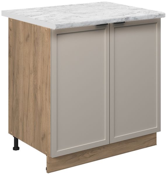 Küchenunterschrank Fame-Line GrauBeige 80 cm mit Regal, AP Marmor Vicco