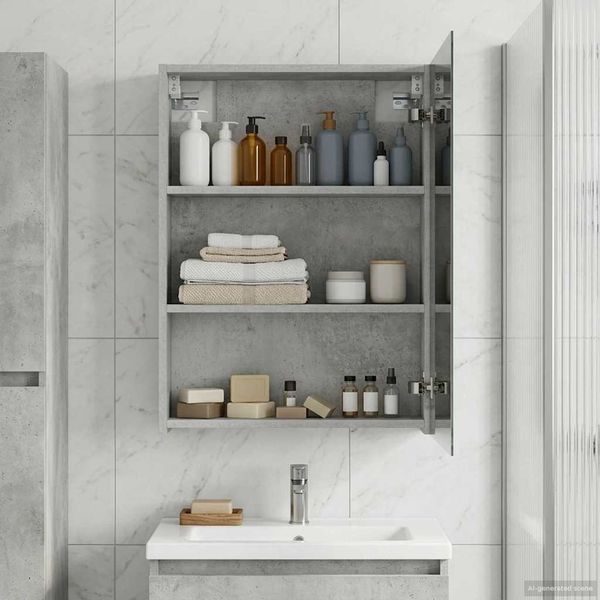 vidaXL Badezimmerspiegelschrank mit Regal Beton Grau 50 x 14,5 x 70 cm 889042