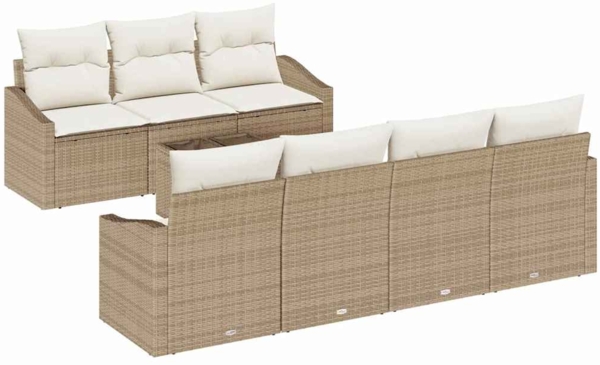 vidaXL Sofa Set mit Kissen 8 pcs Beige und Creme Poly-Rattan 3355300
