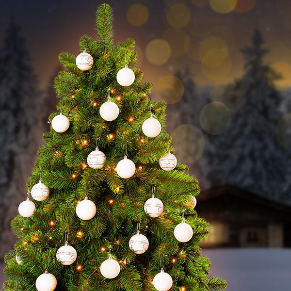 Casaria Christbaumkugeln 48 tlg matt glänzend verziert Christbaumschmuck Weihnachtsbaumkugeln Weihnachtsdeko Kugeln weiß