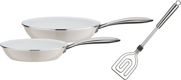 GSW Pfannen-Set CERAMICA color, Aluminium (Set, 3-tlg, 1x Bratpfanne Ø 24 cm, 1x Bratpfanne Ø 28 cm), Induktion
