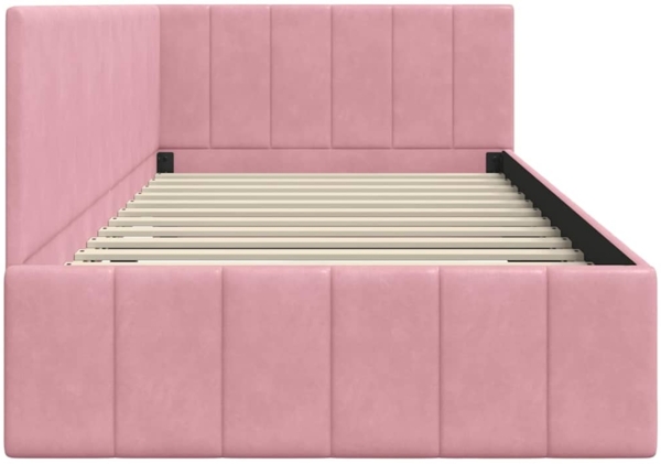 vidaXL Eckbettgestell mit Kopfteil Rosa 90 x 200 cm Samt 42016310 Bild 5