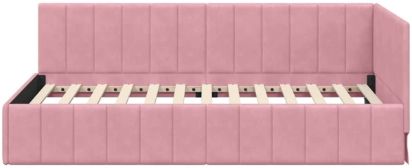vidaXL Eckbettgestell mit Kopfteil Rosa 90 x 200 cm Samt 42016310 Bild 4