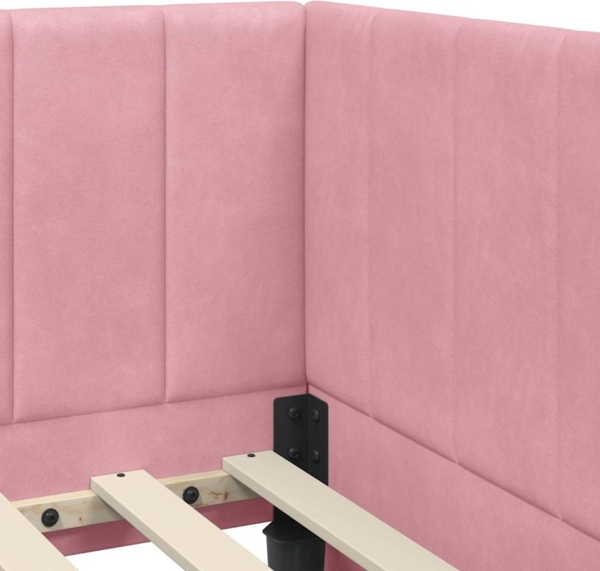 vidaXL Eckbettgestell mit Kopfteil Rosa 90 x 200 cm Samt 42016310 Bild 7