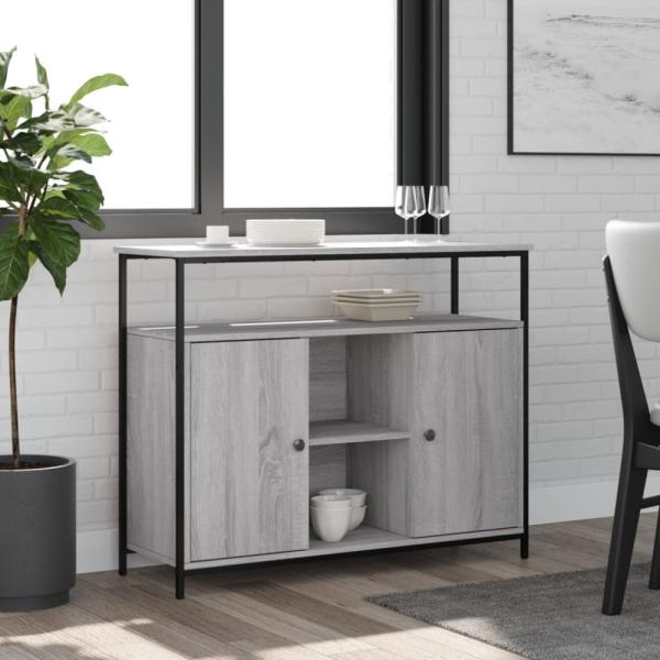 vidaXL Sideboard Grau Sonoma 100x35x80 cm Holzwerkstoff 835502