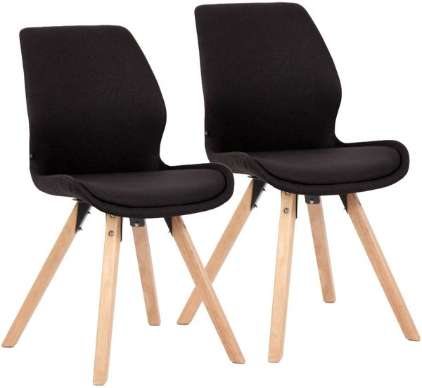 CLP Esszimmerstuhl 2er Set gepolstert Luna, moderner Polsterstuhl mit Rückenlehne,schwarz Stoff