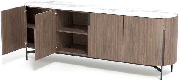 Livin Hill Silario SA01 Kommode, Echtholzfurnier aus Walnussholz, MDF, Metallgestell und -akzente, Naturmarmor, 78 x 150 x 220 cm Bild 3