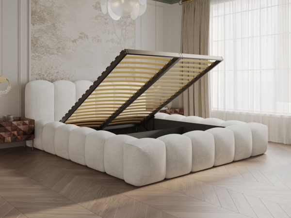 wonello Polsterbett Milia 1 (das Original), Bett mit Bettkasten und Lattenrost – eleganter Boucle-Stoff Bild 3
