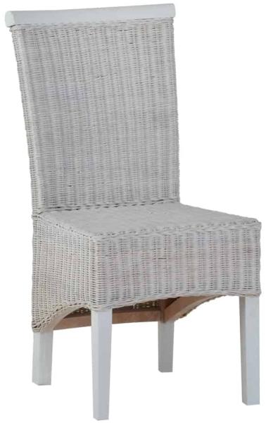 MiaMöbel Rattanstuhl 'Larissa' white wash Massivholz, Rattan Mahagoni Modern