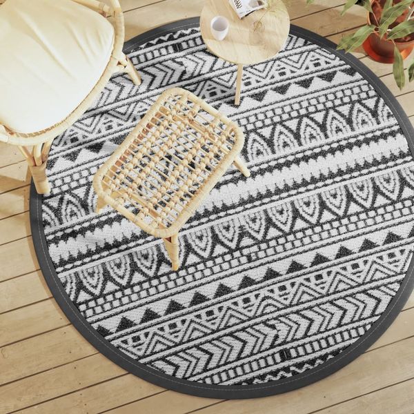 vidaXL Outdoor-Teppich ARAKIL Schwarz Ø160 cm PP 368515