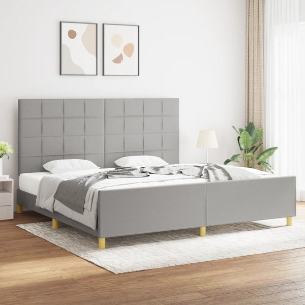 Bettgestell mit Kopfteil Hellgrau 200x200 cm Stoff [3125081]