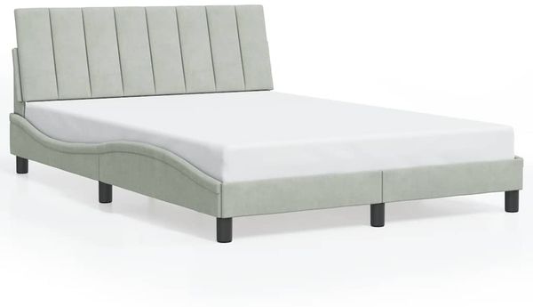 Doppelbett, Bettgestell Modernen ohne Matratze Hellgrau 140x190 cm Samt d2444e
