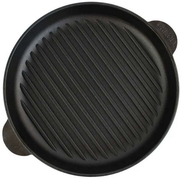 BRIZOLL Steakpfanne Ø28 cm Grillpfanne zwei Griffe Gusseisen, Gusseisen