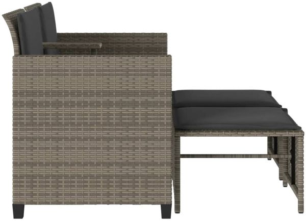 vidaXL Gartensofa 2-Sitzer mit Tisch und Hockern Grau Poly Rattan 368418 Bild 6