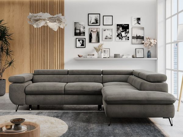 MKS MÖBEL Ecksofa PETER L, Set, Ecksofa L-form, HR35-Schaum, Wellenfederkern, Bettfunktion, Einstellbare Kopfstützen, Bettkasten