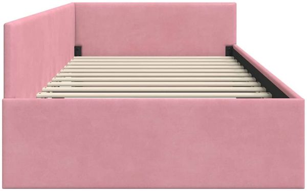 vidaXL Eckbettgestell mit Kopfteil Rosa 100 cm x 200 cm Samt 42016094 Bild 6