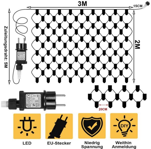MUPOO LED-Lichternetz 96/144/200/660 LED Lichterketten Weihnachten Lichternetz