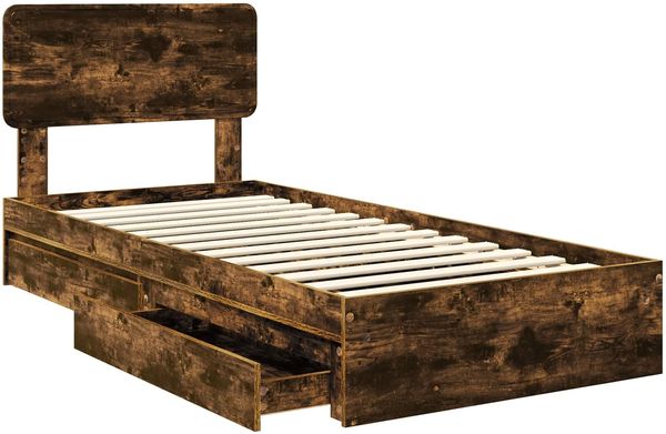vidaXL Aufbewahrungsbett Geräucherte Eiche 100 x 200 cm Holzwerkstoff 3412308 Bild 5