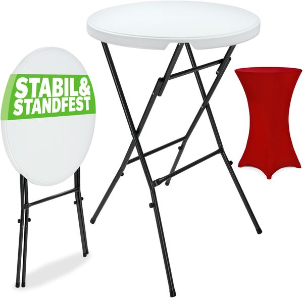 CASARIA® Stehtisch mit Husse Bordeaux-Rot 72 cm Set