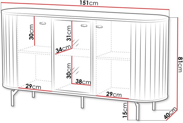 Kommode Zelfa 150 2D1W 03 (Farbe: Cashmere, mit weißer LED Beleuchtung) Bild 4