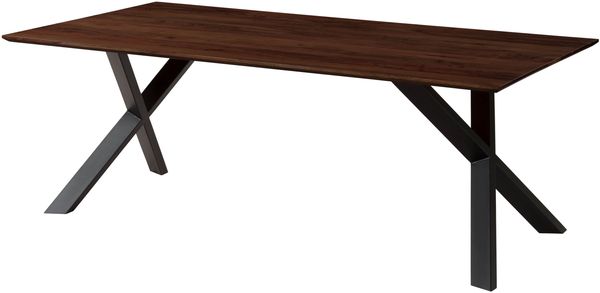 Esstisch Akazie 220x100x75 braun lackiert / ausgestellte X-Beine anthrazit matt SWISS EDGE