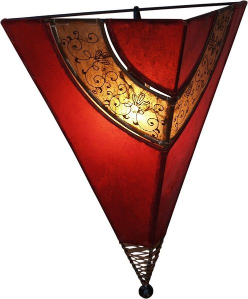 Guru-Shop Wandleuchte Henna Lampe, Leder Wandlampe - Venus oriental rot, Leuchtmittel nicht inklusive