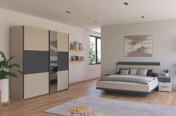 rauch Schlafzimmer-Set Komplettschlafzimmer Schlafzimmer Schlafzimmermöbel SAJO, (Set, 4-tlg, Set: Kleiderschrank mit/ohne Spiegel, Bett in 2 Breiten, 2 Nachttische), optional mit Spiegel am Kleiderschrank MADE IN GERMANY