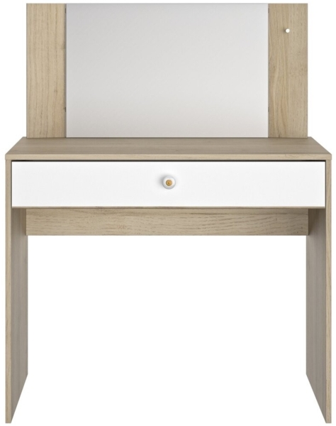 Calicosy Schminktisch mit 1 Aufbewahrungsschublade B94 cm - MAKEUP - Weiß/Holz