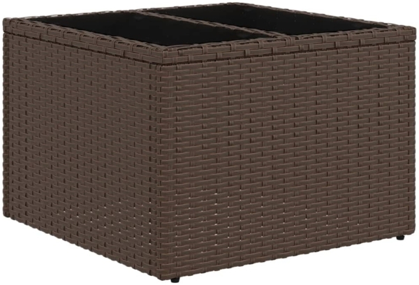 vidaXL Gartentisch mit Glasplatte Braun 55x55x37 cm Poly Rattan 366207