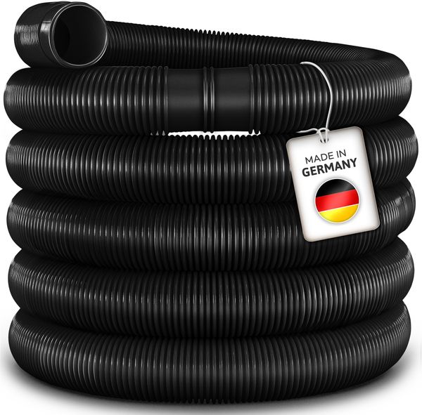 tillvex Poolschlauch Made in Germany | Schwimmbadschlauch mit Muffen | Solarschlauch für Pool und Schwimmbecken | Saugschlauch | Pumpenschlauch | flexibler Wasserschlauch (Schwarz, 20m / 38mm)