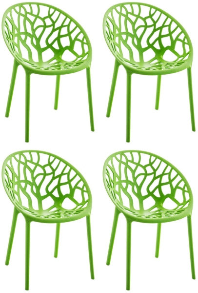 CLP 4er Set Gartenstuhl Hope, Modernes Design, Wetterfest, Stapelbar, Mit Armlehnen,grün