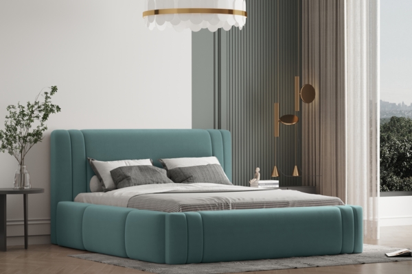 Polsterbett ROLF-OM 140x200 mit Bettkasten und Lattenrost. Farbe: VELUTTO 13