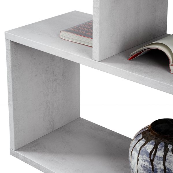 Dmora Amerigo-Bücherregal, niedriges doppelseitiges Bücherregal, Regal mit drei Fächern, modernes Büroregal, 110 x 24 x 97 cm, Betongrau Bild 5