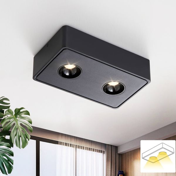 ZMH LED Aufbaustrahler Schwarz Deckenstpots - 11W Deckenstrahler Ekig Aufbaustpot Warmweiß 2 Flammig Klein Aufbau Deckenleuchte für Wohnzimmer Flur Schlafzimmer Esszimmer Küche Restaurant