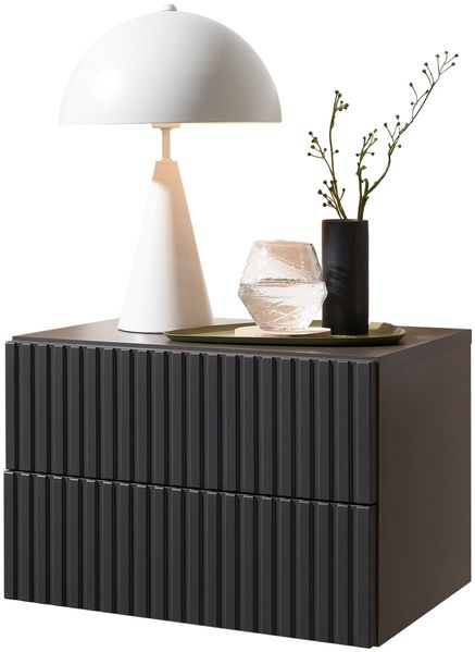 Nachtkommode >TABONI< 2 Schubladen, Wandmontage, Graphit - 42x28x30cm (BxHxT)