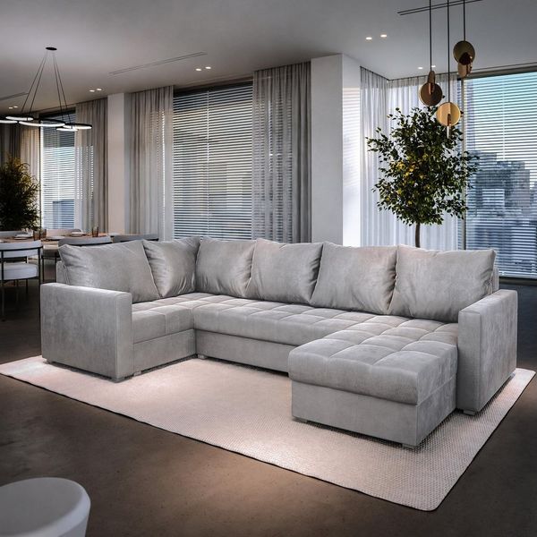 Masseno Ecksofa LORIVO mit Schlaffunktion U-Form, Sofa mit Bettkasten