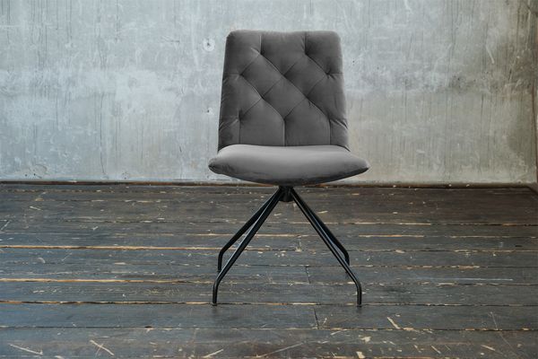 KAWOLA Stuhl NEW CHARME Drehstuhl Esszimmerstuhl Velvet stone 87 x 66 x 52 cm