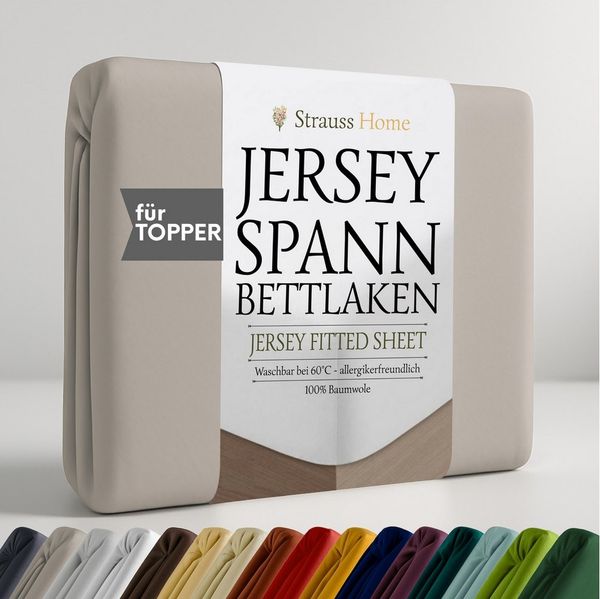 Strauss Home Spannbettlaken Premium Topper Spannbettlaken 150GSM für Matratzen-Topper 10cm Höhe, Gummizug: Rundumgummi, für Topper mit einer Höhe von 10cm, OEKO-TEX zertifiziert