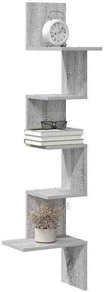 Wand-Eckregal, Bücherregal Wand Grau Sonoma 32 x 32 x 127,5 cm Holzwerkstoff