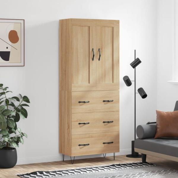 vidaXL Highboard Sonoma-Eiche 69,5x34x180 cm Holzwerkstoff 3199780