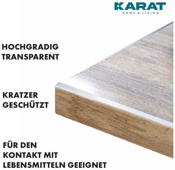 Karat Tischdecke Mattiert transparent Crystal – PVC Tischschutzfolie für Innen & Außen, zuschneidbare & robust Tischauflage, geruchlose Tischdecke