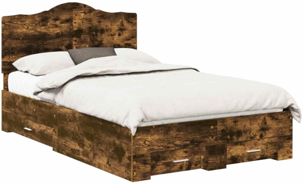 vidaXL Bettrahmen Geräucherte Eiche 120 x 190 cm Holzwerkstoff 3413634