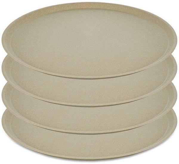Koziol Großer Teller 4er-Set Connect Plate, Speiseteller, Kunststoff-Holz-Mix, Nature Desert Sand, 25. 5 cm, 7101700