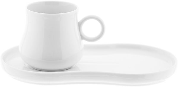 Elegantes 12-teiliges Mokkatassen-Set aus Porzellan - 100 ml, Weiß